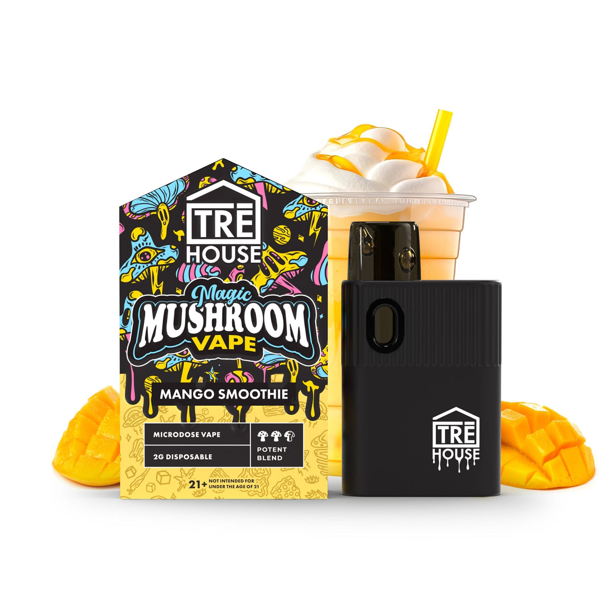 Pod Thc TRE House • Microdose Magic Mushroom Pen – Mango Smoothie – 2g
